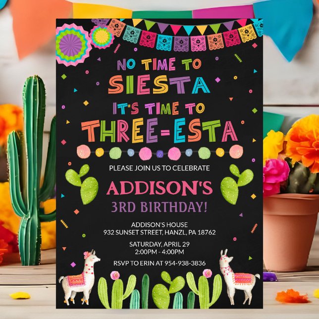 Three Esta Birthday Invitation | Fiesta Invite (Creator Uploaded)