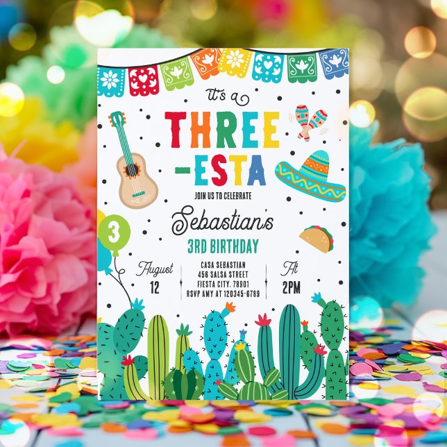 Three-Esta Mexican Fiesta 3rd Birthday Party Invitation (Creator Uploaded)