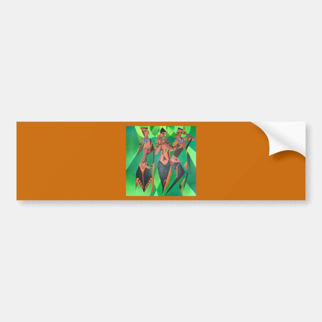 Three Ethnic Traditional Black Women Dancing Bumper Sticker (Front)