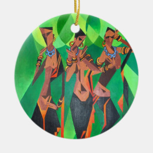 Three Ethnic Traditional Black Women Dancing Ceramic Tree Decoration