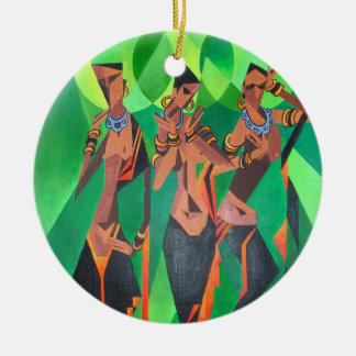 Three Ethnic Traditional Black Women Dancing Ceramic Tree Decoration