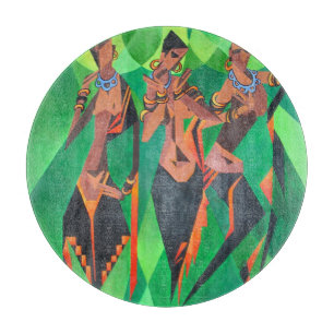 Three Ethnic Traditional Black Women Dancing Cutting Board
