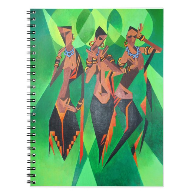 Three Ethnic Traditional Black Women Dancing Notebook (Front)