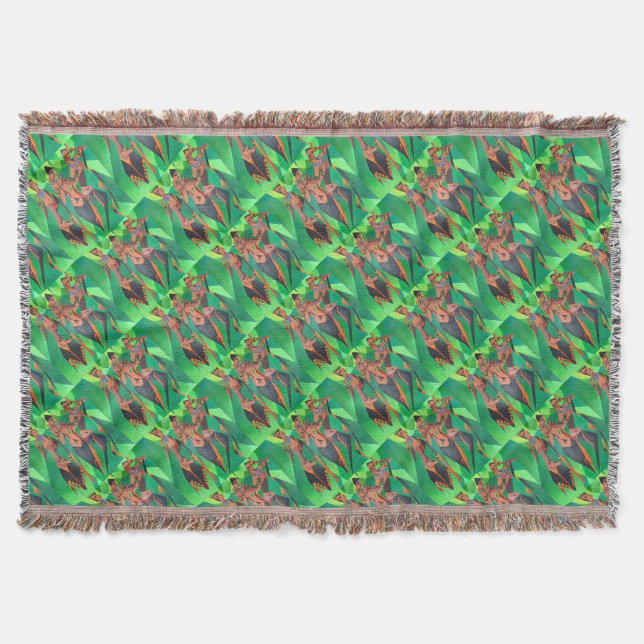Three Ethnic Traditional Black Women Dancing Throw Blanket (Front)