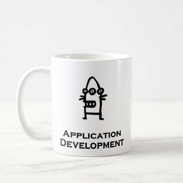 Three Eye Bot Application Development Coffee Mug (Left)