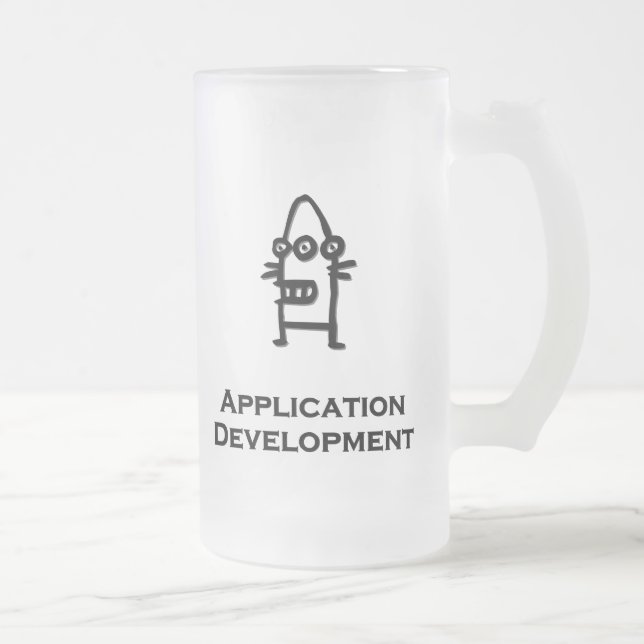 Three Eye Bot Application Development Frosted Glass Beer Mug (Right)
