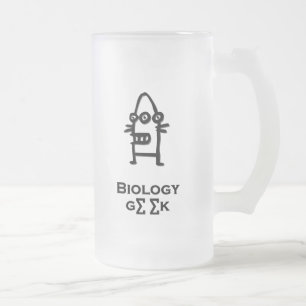 Three Eye Bot Biology Geek black Frosted Glass Beer Mug