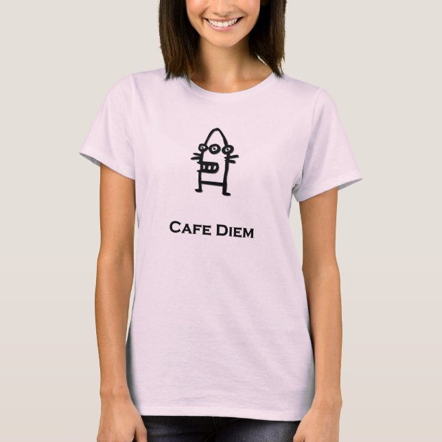 Three Eye Bot Cafe Diem black T-Shirt (Front)