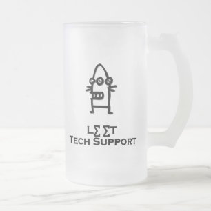 Three Eye Bot Leet Tech Support Frosted Glass Beer Mug