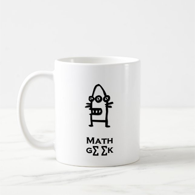 Three Eye Bot Math Geek Coffee Mug (Left)