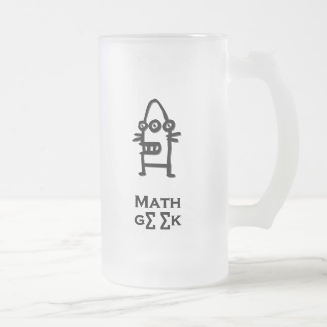 Three Eye Bot Math Geek Frosted Glass Beer Mug (Right)