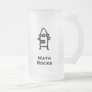 Three Eye Bot Math Rocks Frosted Glass Beer Mug