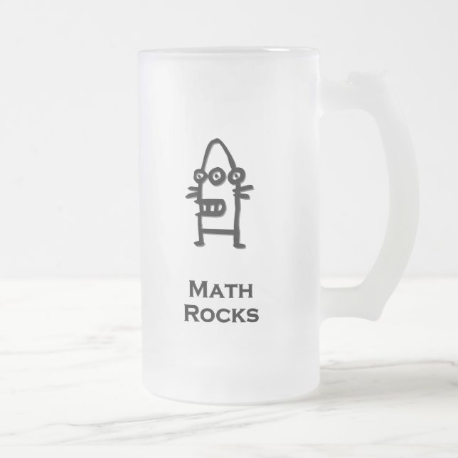 Three Eye Bot Math Rocks Frosted Glass Beer Mug (Right)