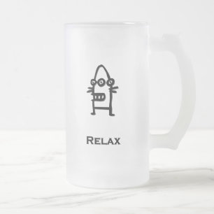 Three Eye Bot Relax Frosted Glass Beer Mug