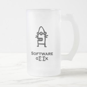 Three Eye Bot Software Geek Frosted Glass Beer Mug