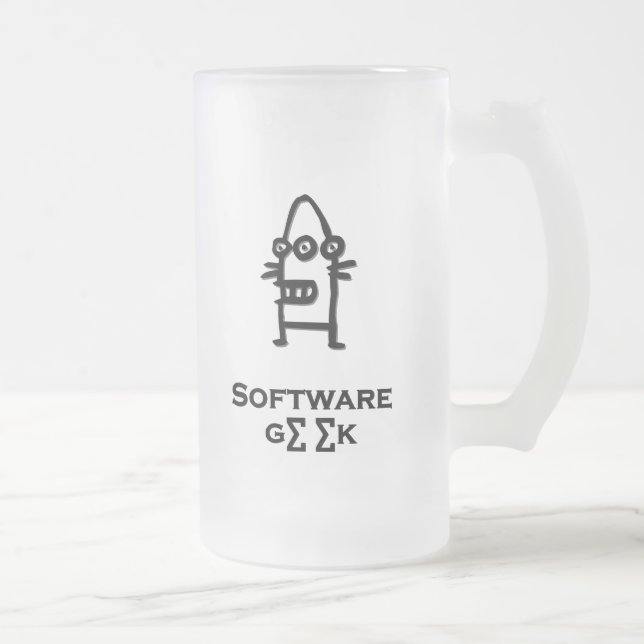 Three Eye Bot Software Geek Frosted Glass Beer Mug (Right)