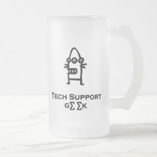 Three Eye Bot Tech Support Geek Frosted Glass Beer Mug