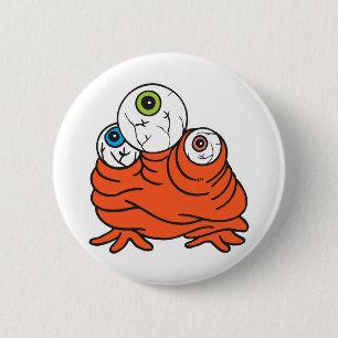 three eyeballs monster 6 cm round badge