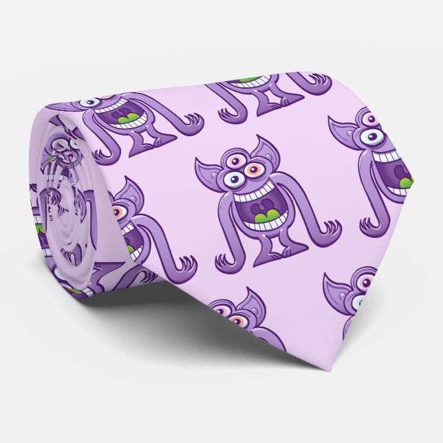 Three-eyed alien monster laughing mischievously tie (Rolled)