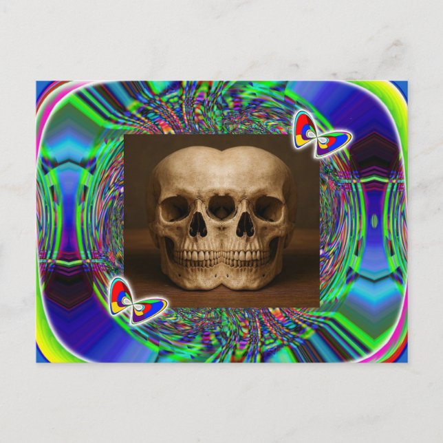 Three eyed alien skull postcard (Front)