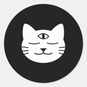 Three-eyed Cat Third Eye Chakra Yoki Mascot Yoga M Classic Round Sticker