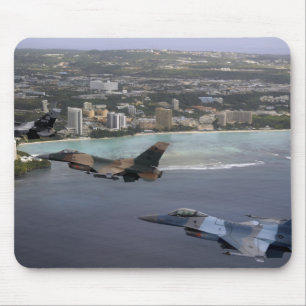 Three F-16 Fighting Falcons fly in formation Mouse Mat