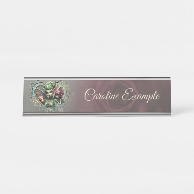 Three fairies, the companions of the magic heart.  desk name plate (Front)