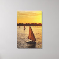 Three falukas with sightseers on Nile River at