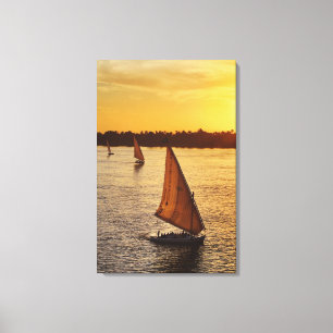 Three falukas with sightseers on Nile River at Canvas Print