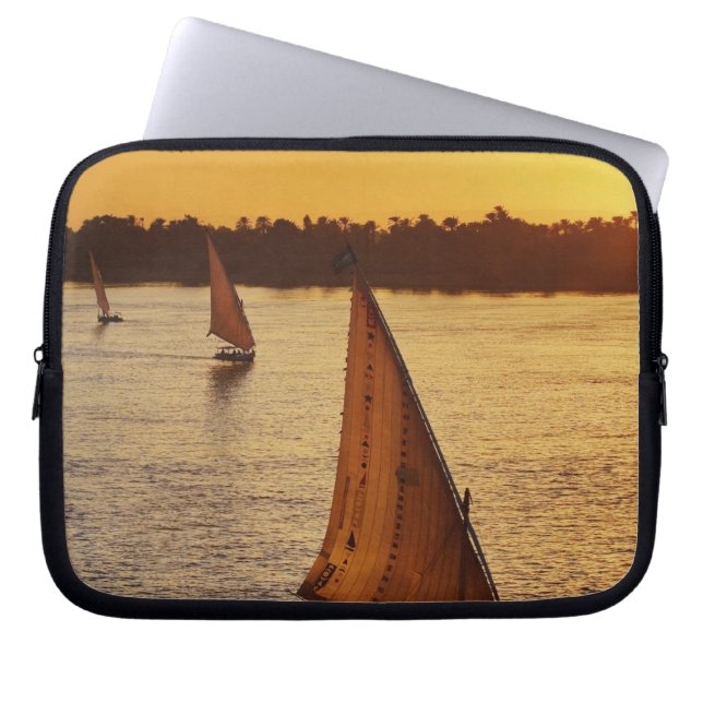 Three falukas with sightseers on Nile River at Laptop Sleeve (Front)