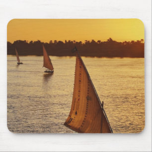 Three falukas with sightseers on Nile River at Mouse Mat