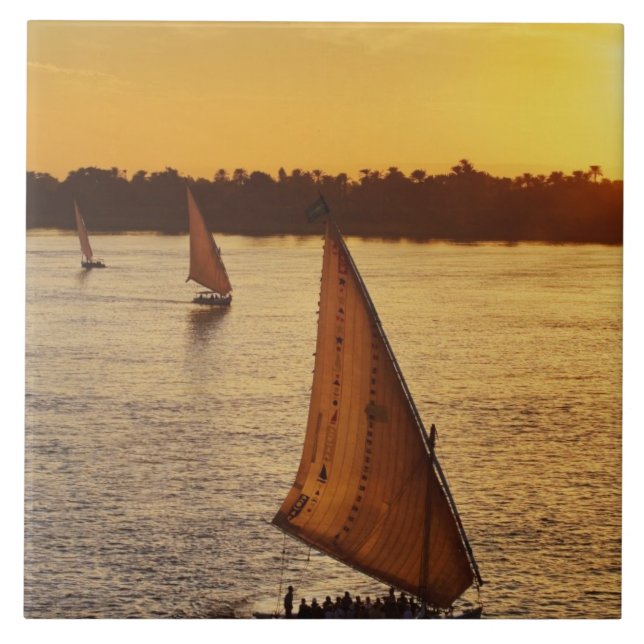 Three falukas with sightseers on Nile River at Tile (Front)
