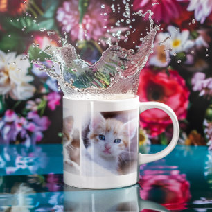 Three Family Pet Photo Collage Row Large Coffee Mug
