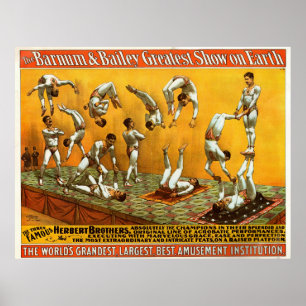 Three Famous Herbert Brothers Circus Poster