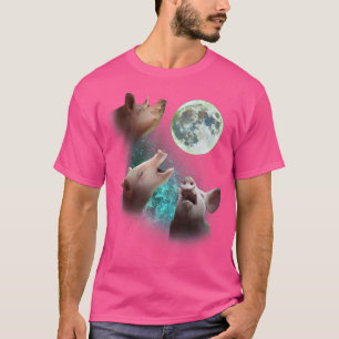 Three Farm Pigs Howl At Moon 3 Wolfs Wolves Funny T-Shirt