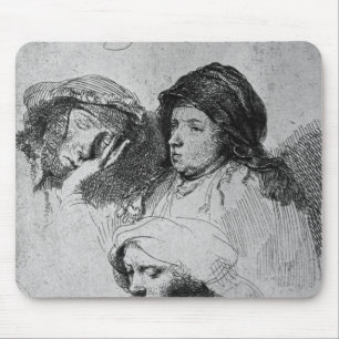 Three female heads with one sleeping, 1637 mouse mat