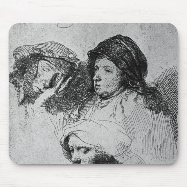 Three female heads with one sleeping, 1637 mouse mat (Front)