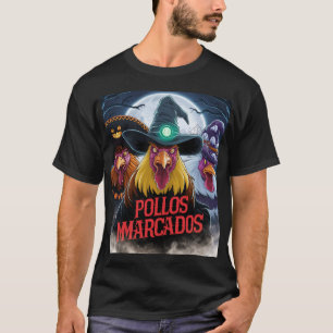 three fierce and colourful rooster warriors, each T-Shirt