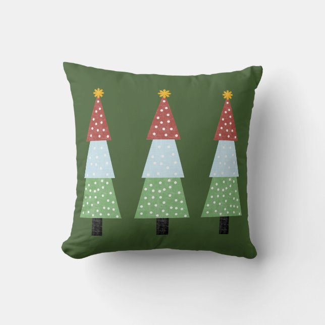 Three firs in green bottom for this Christmas Cushion (Front)