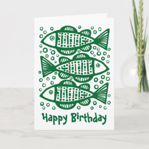 Three Fish - Forest Green Card