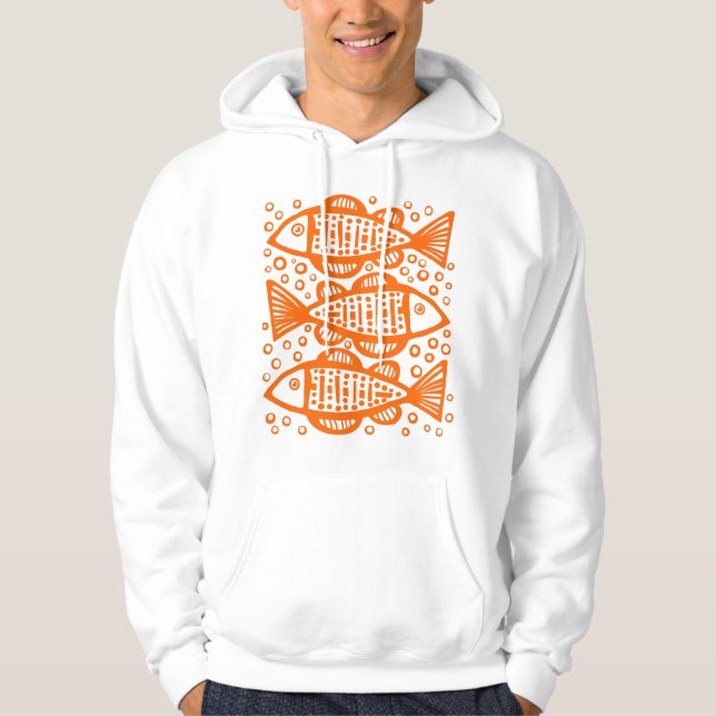 Three Fish -Orange Hoodie (Front)