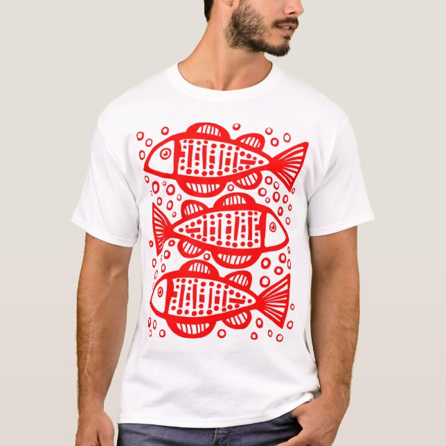 Three Fish - Red T-Shirt (Front)