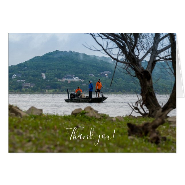 Three Fishermen On Table Rock Thank You Card (Front Horizontal)