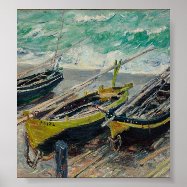 Three Fishing Boats by Claude Monet Poster (Front)