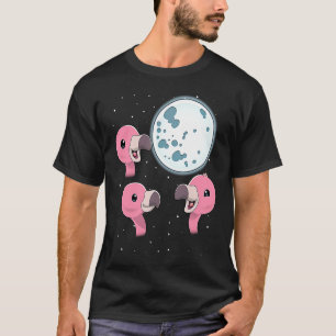 Three Flamingo Moon 3 Flamingos Howling At The Moo T-Shirt