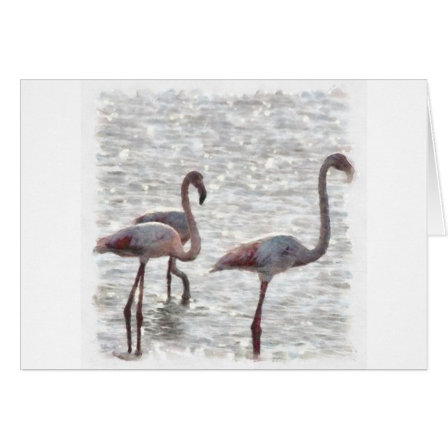 Three Flamingos Watercolor (Front Horizontal)