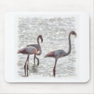 Three Flamingos Watercolor Mouse Mat