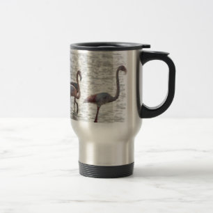 Three Flamingos Watercolor Travel Mug