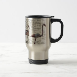 Three Flamingos Watercolor Travel Mug