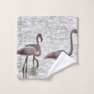 Three Flamingos Watercolor Wash Cloth
